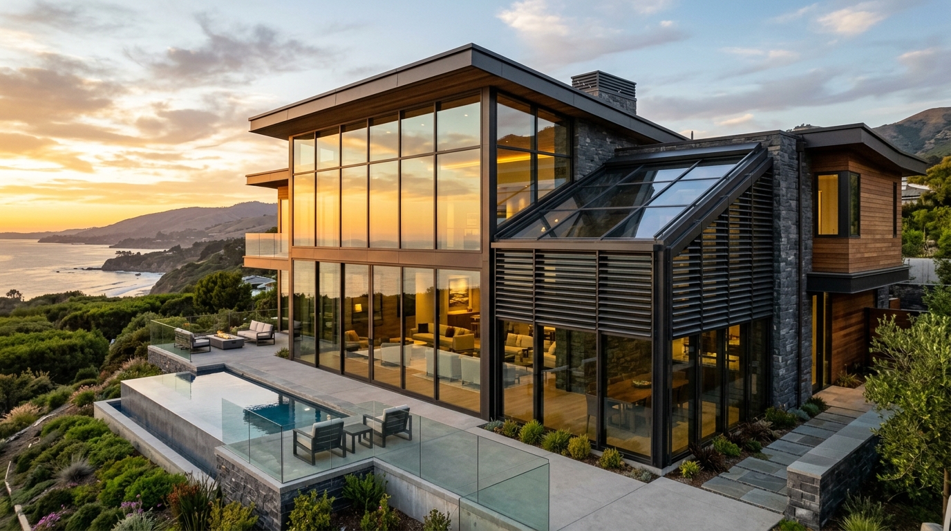 Aluminium Glass Curtain Wall Facade and Outdoor Sunroom
